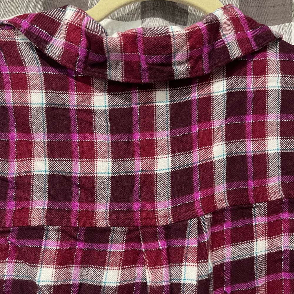 Lane Bryant Burgundy and Pink Plaid Shirt - Picture 7 of 7